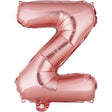 Balon folie metalizată litera Z rose gold, 40 cm, vedere frontală cu reflexii aurii