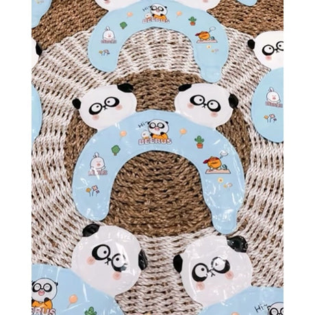 Balon din Folie Metalizata, Vivimall, Tip Coronita cu Urechi, Model Panda Mirat, Ambalaj Individual, Pai Inclus, Umflare cu Aer sau Heliu, 30 x 27 cm, Bleu - vivimall.ro