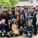 Balon din Folie Metalizata, Vivimall, Tip Coronita cu Urechi, Model Panda Mirat, Ambalaj Individual, Pai Inclus, Umflare cu Aer sau Heliu, 30 x 27 cm, Bleu - vivimall.ro