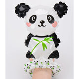 Balon folie metalizată Panda umflat cu aer, decor aniversare, nuanțe alb și negru