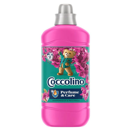 Balsam de rufe Coccolino Snapdragon & Patchouli, flacon 1.275 litri pentru 51 spălări, vedere frontală