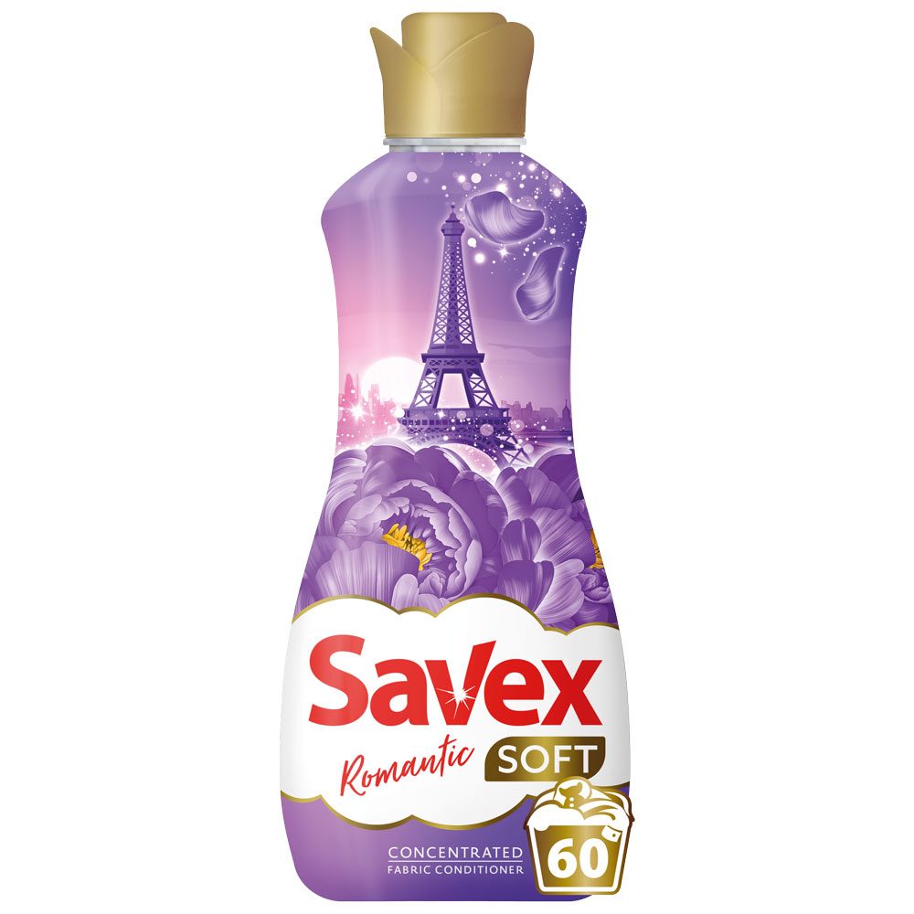 Savex Soft öblítő, 1.5 L, Koncentrált, Romantic, 60 mosás