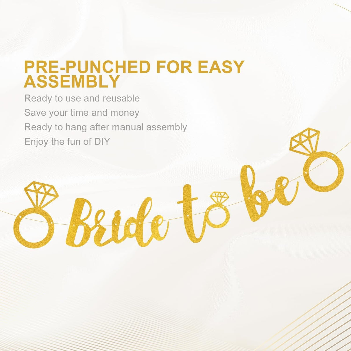 Banner Bride To Be, Vivimall, Dimensiune 30x20 cm, Rola de Ata Inclusa, Tematica Nunta, Decoratiune Party, Auriu - vivimall.ro