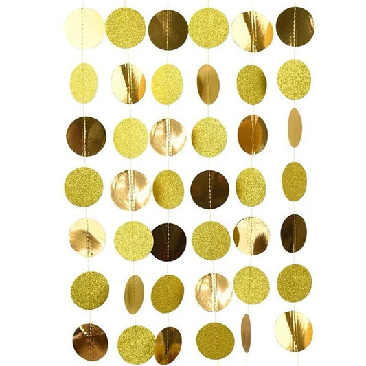 Banner cu Cerculete, Vivimall, Tip Franjuri, 4 m, Rola de Ata Inclusa, Auriu - vivimall.ro