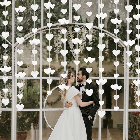 Banner Cu Inimioare Albe Tip Franjuri | PureMoments - vivimall.ro