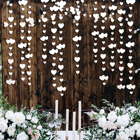 Banner Cu Inimioare Albe Tip Franjuri | PureMoments - vivimall.ro