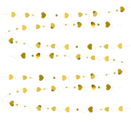 Banner cu Inimioare, Vivimall, Tip Franjuri, 4 m, Rola de Ata Inclusa, Auriu/Alb - vivimall.ro