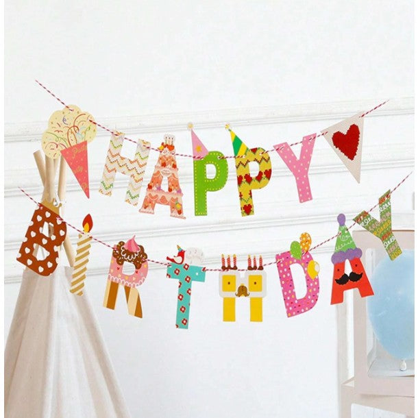 Banner Happy Birthday 100x200 cm, Vivimall, Rola de Ata Inclusa, Tematica Candy, Multicolor - vivimall.ro