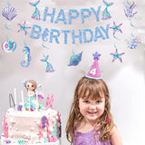 Banner Happy Birthday Sirena, Vivimall, Colectia Mermaid, 17 Piese, Multicolor - vivimall.ro