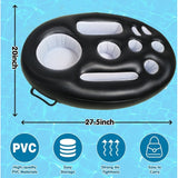 Bar gonflabil/Suport de pahare plutitor, Vivimall, cu 9 compartimente, pompa inclusa, PVC, Negru, 25x18,5x4 cm - vivimall.ro