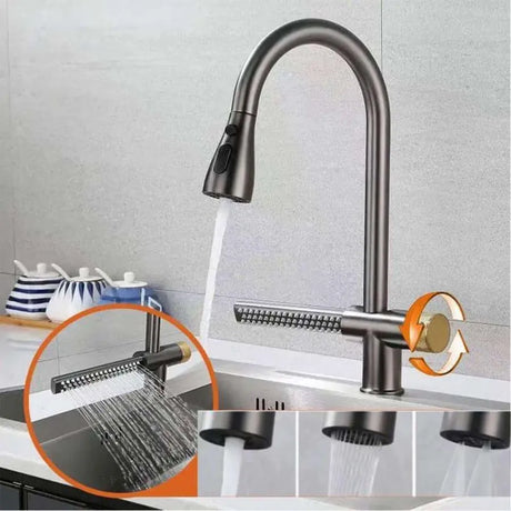 Baterie Bucătărie Duș Extractibil Inox Negru YB1500H | YBHome - vivimall.ro
