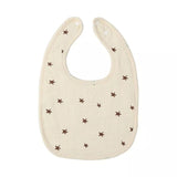 Baveta in Forma de U, Vivimall, din Bumbac, pentru Copii 0-12 Luni, Rezistenta la Apa, cu Capse, Model cu Stelute,  21x30 cm, Crem - vivimall.ro