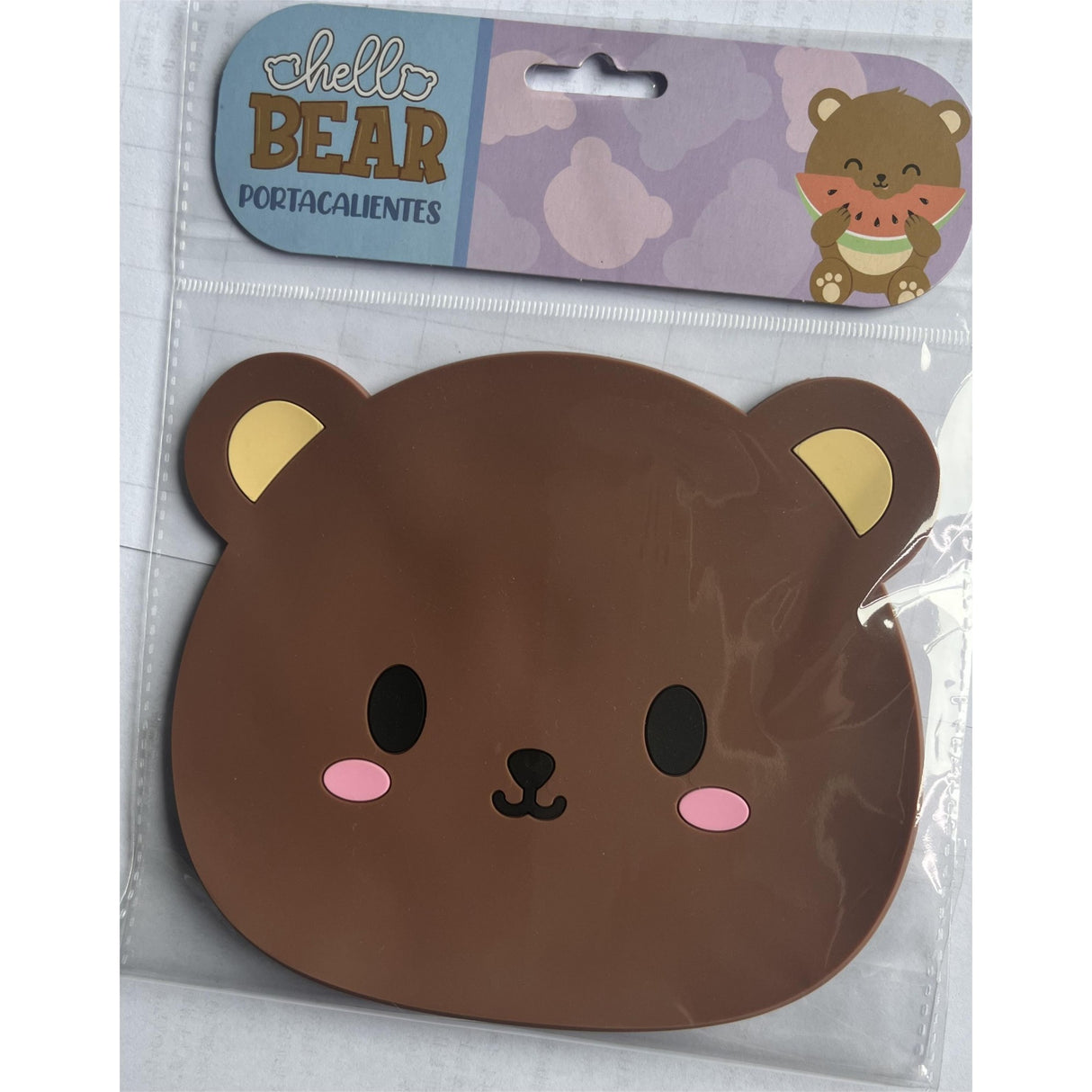 Suport pentru Pahar, Vivimall, Model Urs, din PVC, 15.5 x 15.5 cm, Rezistent la Caldura, Maro - vivimall.ro