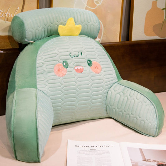 Perna Multifunctionala, Vivimall, Spatar pentru Pat, Protectie Lombara, Marime Medie, 60 x 40 cm, din Latex, Model Dinozaur, Verde - vivimall.ro