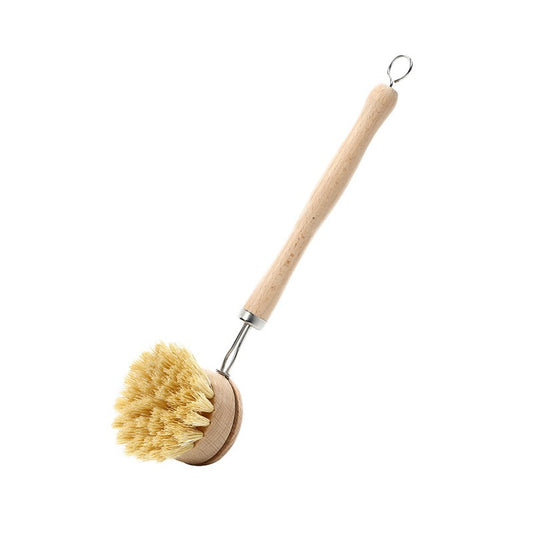 Perie din lemn de fag cu sisal pentru curățat vase, 24 x 5.8 cm, vedere frontală, culoare crem