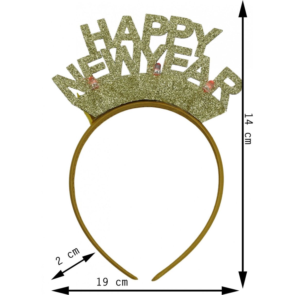 Bentita/cerc Happy Newyear, culoare auriu, marime standard, Vivimall - vivimall.ro