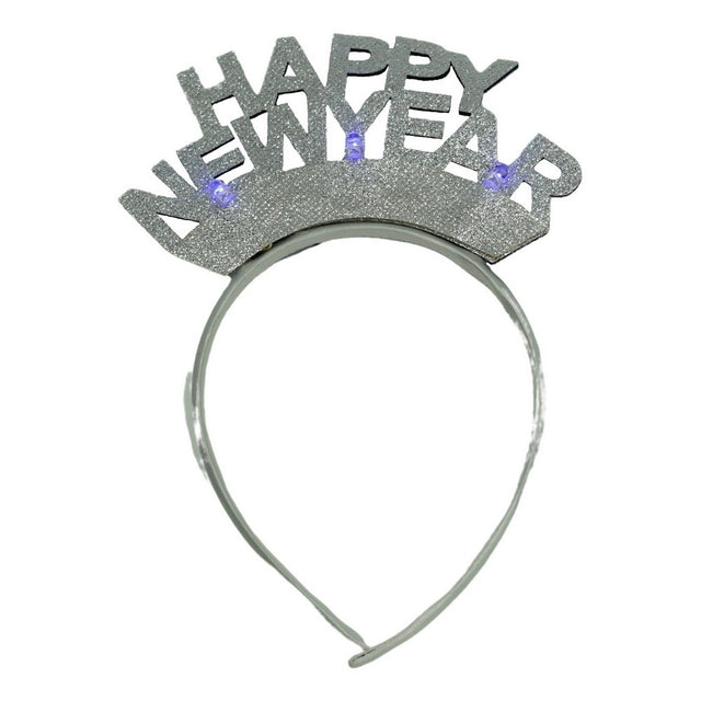 Bentita/cerc Happy Newyear, culoare gri metalic, marime standard, Vivimall - vivimall.ro