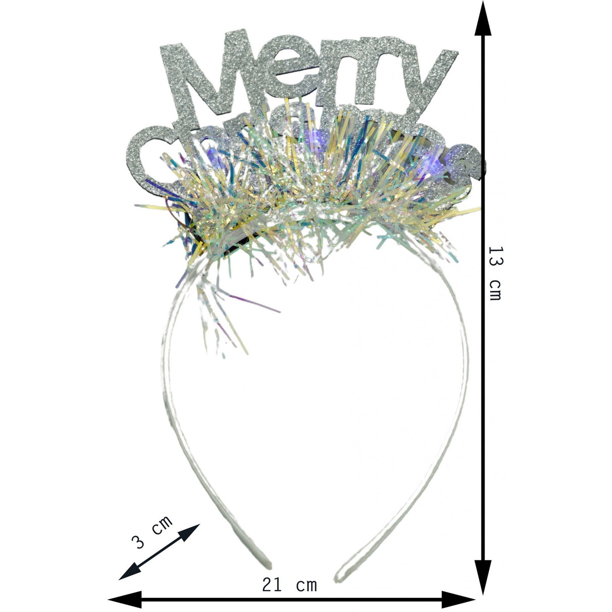 Karácsonyi fejpánt/karika, metál színű, csillogó díszítéssel, standard méret