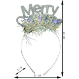 Karácsonyi fejpánt/karika, metál színű, csillogó díszítéssel, standard méret