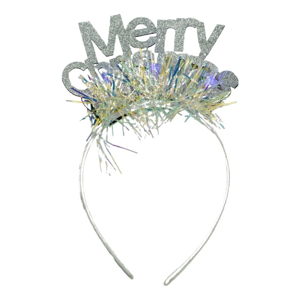 Karácsonyi fejpánt/karika, metál színű, csillogó díszítéssel, standard méret