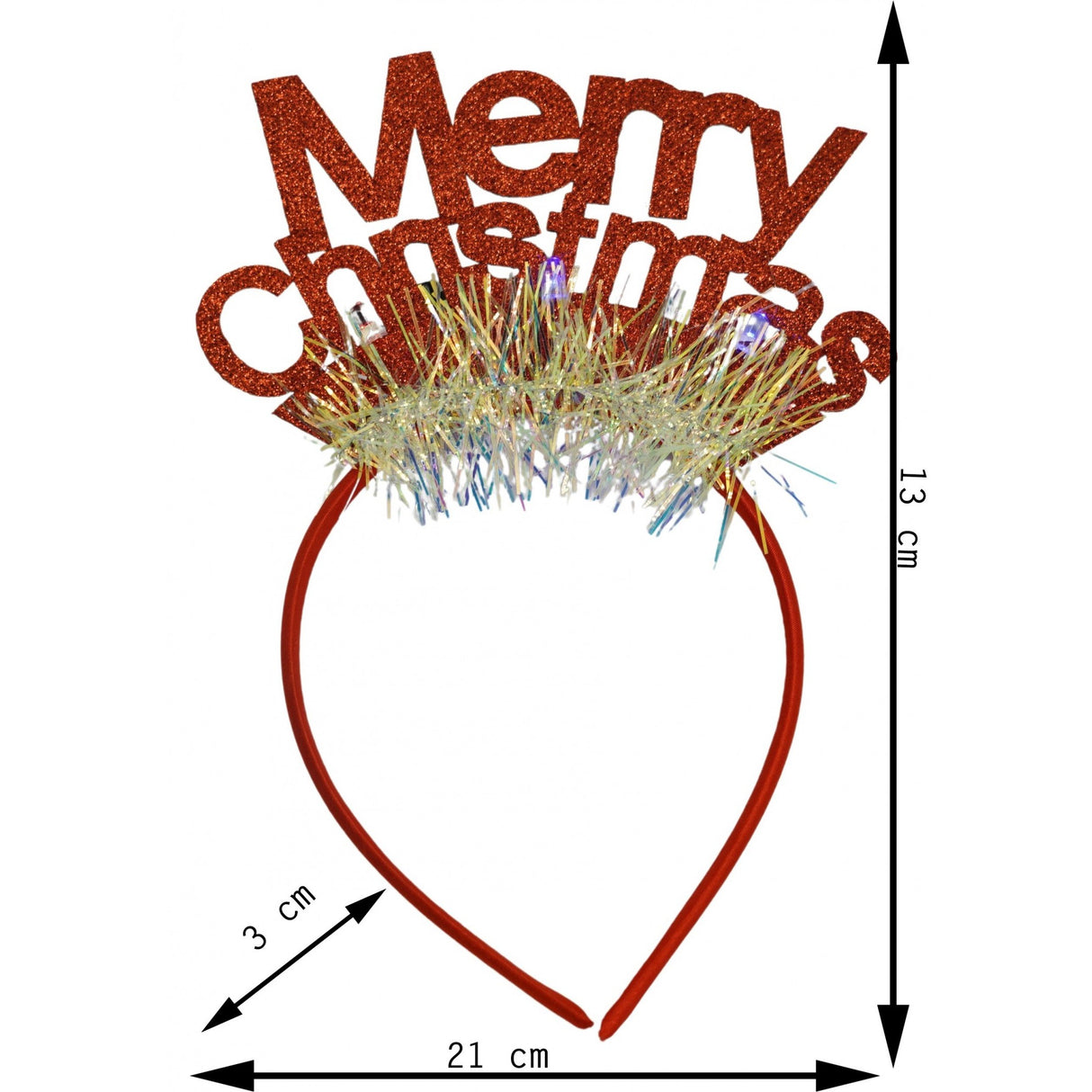 Bentita/cerc Mery Cristmas, culoare rosu cu sclipici, marime standard, Vivimall - vivimall.ro