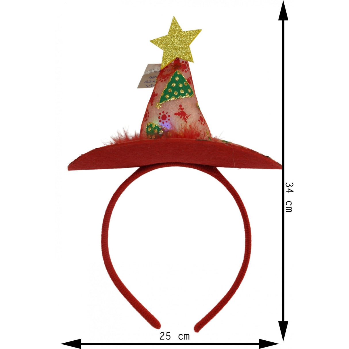 Bentita/cerc tip palarie de Craciun, culoare rosie cu led, marime standard, Flippy - vivimall.ro