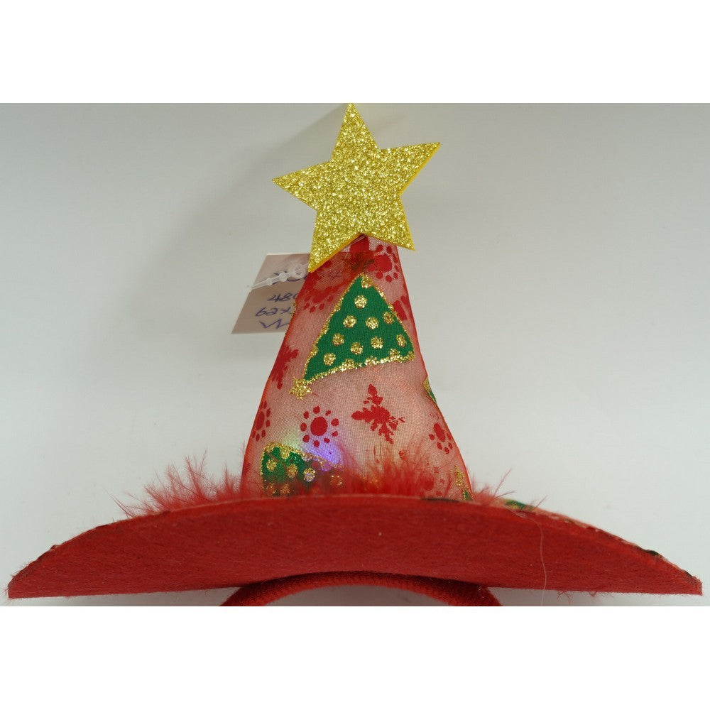 Bentita/cerc tip palarie de Craciun, culoare rosie cu led, marime standard, Flippy - vivimall.ro