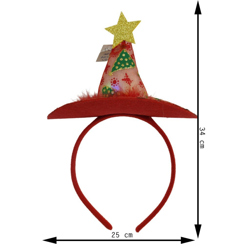 Bentita/cerc tip palarie de Craciun, culoare rosie cu led, marime standard, Flippy - vivimall.ro