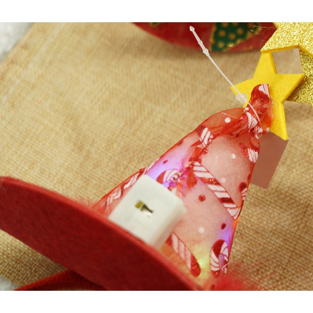 Bentita/cerc tip palarie de Craciun, culoare rosie cu led, marime standard, Flippy - vivimall.ro