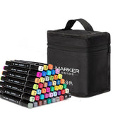 Set 24 Markere, Flippy, pe Baza de Ulei, Dublu Capat, Subtire 1mm si Gros 6 mm, Geanta Depozitare, 15 cm, Multicolor - vivimall.ro