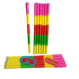 Set 6 bețe pentru pinată din carton cu hârtie creponată multicoloră, lungime 59 cm, vedere frontală