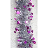 Beteala de Craciun cu LED, Vivimall, 2 m, 5 cm Grosime, din PVC, Model cu Stelute, Artificiala, Mov/Argintiu - vivimall.ro