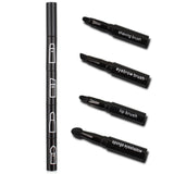 Set Pensule de Machiaj 4in1, Flippy, pentru Fard, Sprancene si Buze, 16 cm, din Plastic, Negru - vivimall.ro