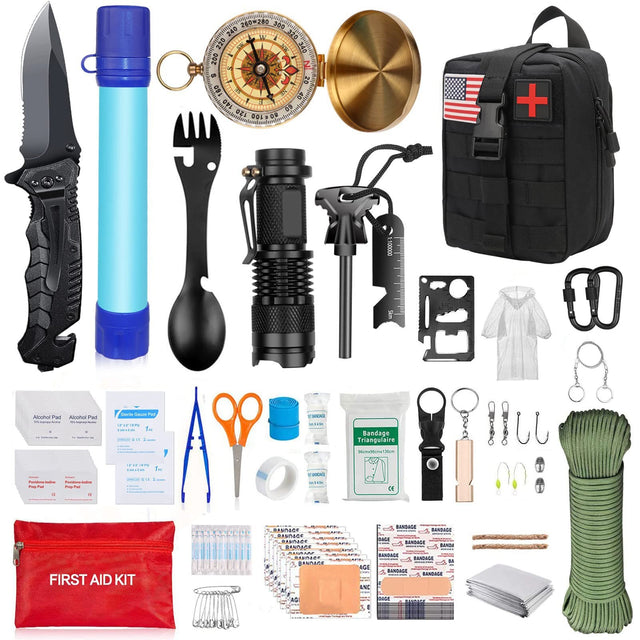 Kit supravietuire multifuncional Vivimall, 40 de Instrumente Profesionale, Echipament de prim-ajutor, Drumetie, Camping - vivimall.ro
