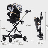 Carucior Sport Flippy 3in1, 6-36 Luni, Reversibil, Pliabil, Tavita pentru Masa, Pozitie de Somn, Centura de Siguranta, Roti 360, Suport Pahar, Copertina pentru Soare, 32x63x95cm, Negru Model Pisicute - vivimall.ro
