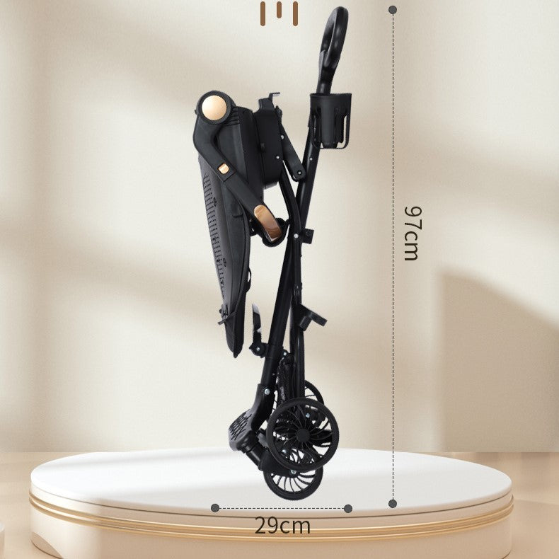 Carucior Sport Flippy 3in1, 6-36 Luni, Reversibil, Pliabil, Tavita pentru Masa, Pozitie de Somn, Centura de Siguranta, Roti 360, Suport Pahar, Copertina pentru Soare, 32x63x95cm, Negru Model Pisicute - vivimall.ro