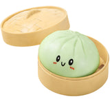 Jucărie antistres Flippy Squishy Gigant model Gălușcă verde 8,5 cm, vedere frontală cu coșuleț steamer