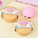 Jucarie Antistres, Flippy, Squishy Gigant,Model Galusca, Minge Interactiva, cu Revenire Lenta, Include Cosulet Steamer, 8.5 cm, Roz - vivimall.ro