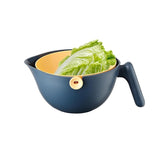 Bol Cu Doua Straturi, Pentru Fructe, Legume, Cu Cos De Scurgere A Apei, 2L, Din Abs+Pp, 29.9 X 22.5 X 11.8 Cm, Albastru-Portocaliu - vivimall.ro