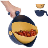 Bol cu Doua Straturi, Vivimall, pentru Fructe, Legume, cu Cos de Scurgere a Apei, 2L, din ABS+PP, 29.9 x 22.5 x 11.8 cm, Albastru-Portocaliu - vivimall.ro