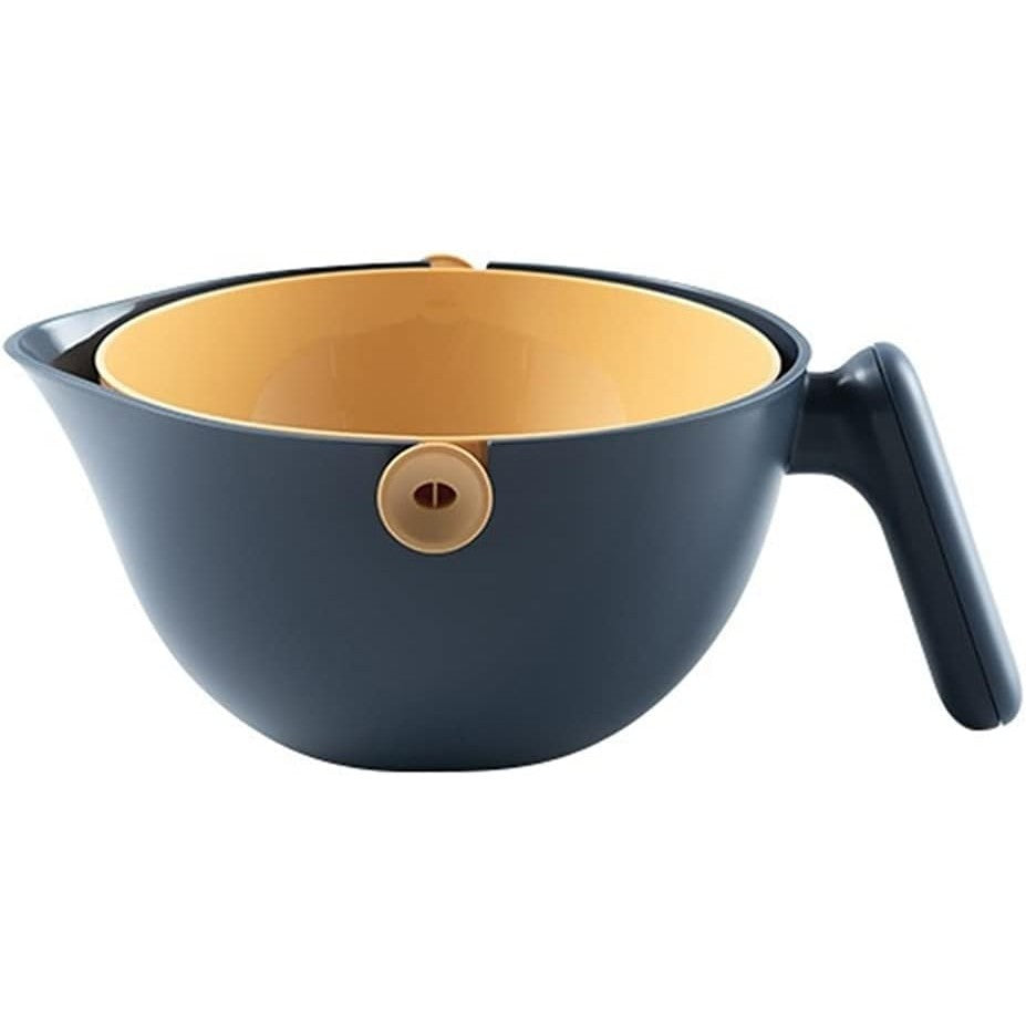 Bol cu Doua Straturi, Vivimall, pentru Fructe, Legume, cu Cos de Scurgere a Apei, 2L, din ABS+PP, 29.9 x 22.5 x 11.8 cm, Albastru-Portocaliu - vivimall.ro