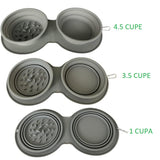 Bol Dublu pentru Animalul de Companie, Vivimall, din Silicon, Pliabil, Inaltime Reglabila, Antialunecare, 42 x 21 x 5 cm, Gri - vivimall.ro