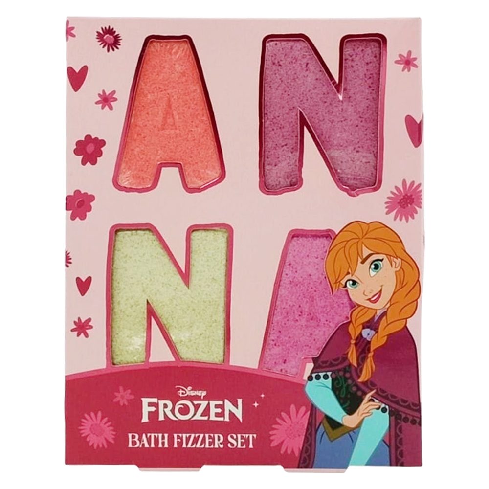 Set 4 bombe efervescente cu sare de baie Disney Frozen, 4 x 50 g, sortimente variate cu personaje Elsa și Anna