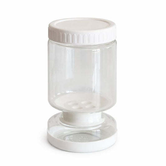 Borcan murături tip clepsidră cu separator divizat, capac alb ermetic, 800 ml, vedere frontală