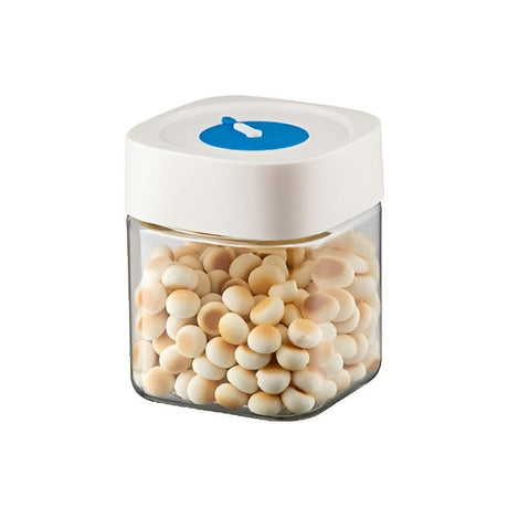 Borcan din Sticla de Inalta Calitate, Vivimall, Capac Ermetic, Uz Casnic, Depozitarea Condimentelor sau a Alimentelor Umede si Uscate, 750 mL, 10x10x12.2 cm, Alb - vivimall.ro