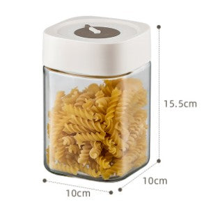 Borcan din Sticla de Inalta Calitate, Vivimall, Capac Ermetic, Uz Casnic, Depozitarea Condimentelor sau a Alimentelor Umede si Uscate, 1000 mL, 10x10x15.5 cm, Alb - vivimall.ro