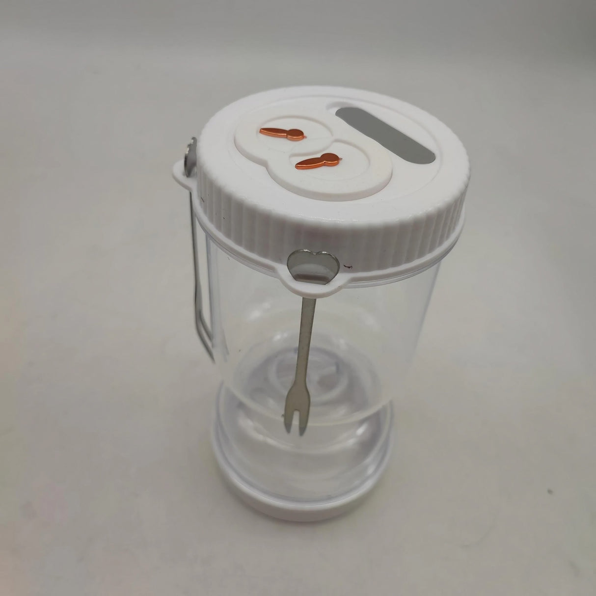 Borcan pentru Muraturi, Vivimall, cu Separator pentru Lichide, Ermetic, Termorezistent, Tip Clepsidra, 2 Furculite Incluse, ABS, Alb, 18x9x9 cm - vivimall.ro