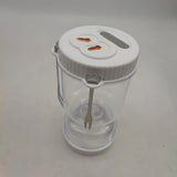 Borcan pentru Muraturi, Vivimall, cu Separator pentru Lichide, Ermetic, Termorezistent, Tip Clepsidra, 2 Furculite Incluse, ABS, Alb, 18x9x9 cm - vivimall.ro