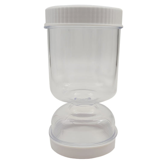 Borcan pentru Muraturi, Vivimall, cu Separator pentru Lichide, Ermetic, Termorezistent, Tip Clepsidra, 2 Furculite Incluse, ABS, Alb, 18x9x9 cm - vivimall.ro