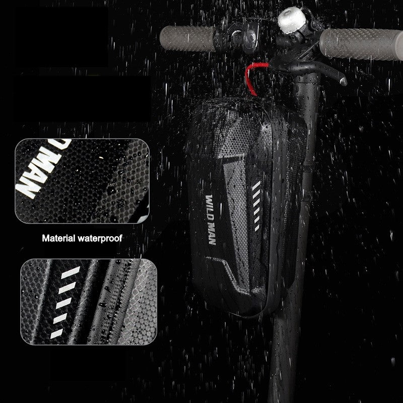 Borseta pentru bicicleta/trotineta Vivimall, spatiu de depozitare, antisoc, waterproof, cu fermoar, 3L, material carbon si plastic dur,  pentru trotineta electrica scuter, bicicleta, negru - vivimall.ro